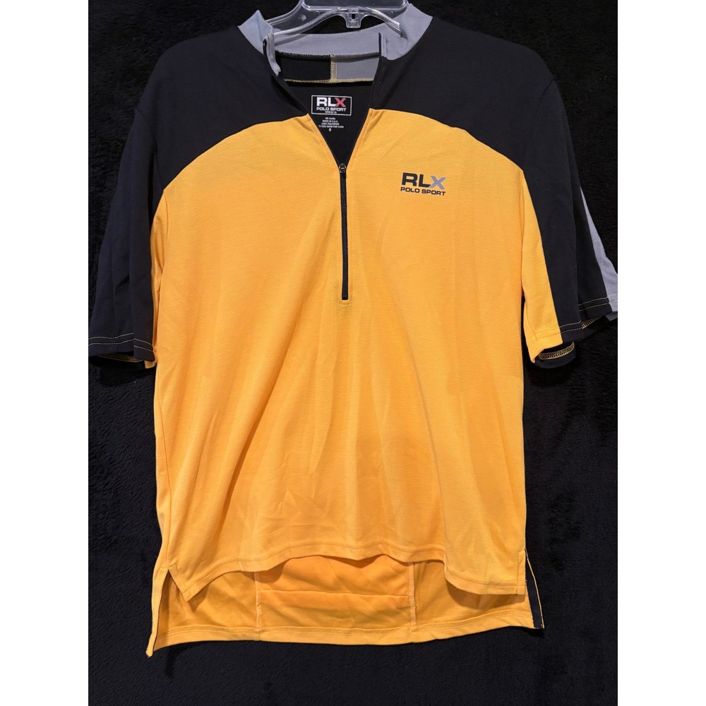 RLX Polo Sport Pullover Mens S Yellow Black‎ Half Zip Cycling Training Small